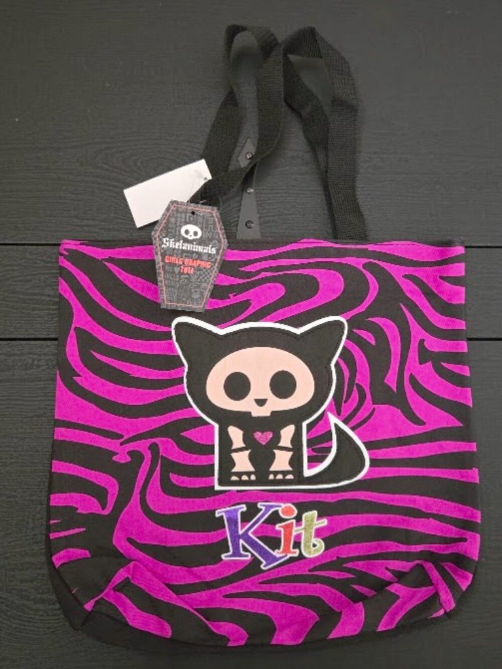 NWT Skelanimals Kit the Cat hard to find girls graphic cloth tote